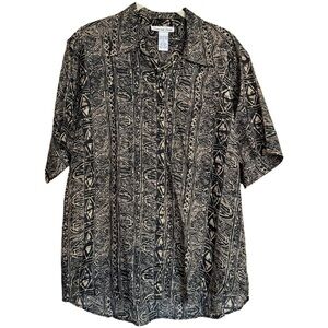VINTAGE Retro Silk Button Down Shirt by Anna and Frank Size Medium Top Chic Boho
